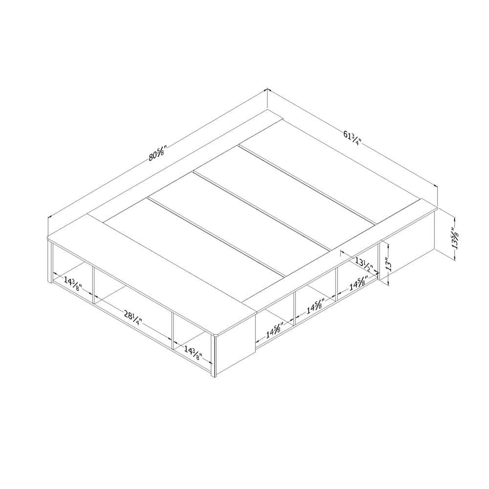 Gray Maple Queen Storage Bed with Wicker Baskets