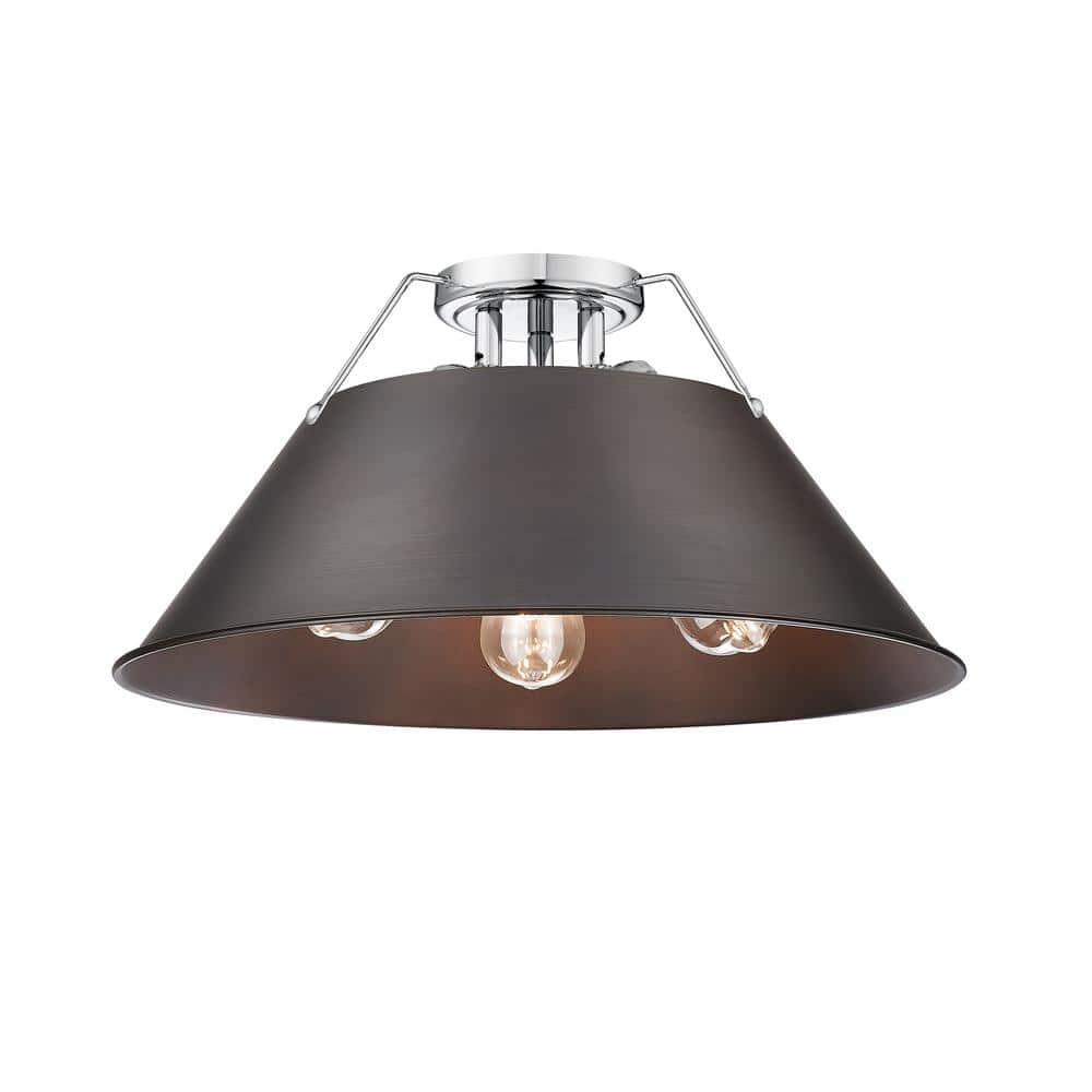 Orwell 18.75 in. 3-Light Chrome and Rubbed Bronze Flush Mount price history on PriceWatchPro
