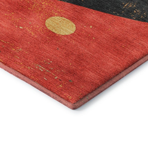 Mayfield Premium Machine Washable Abstract AMF2185 Red 2 ft. x 7 ft. Runner Rug