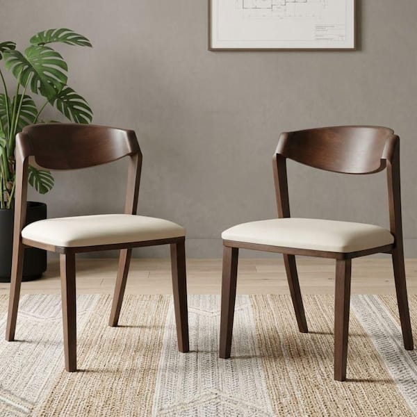 William's Home Furnishing Shenica Walnut Faux Leather Side Chair