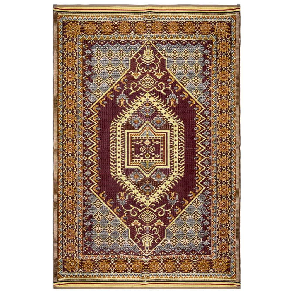 Beverly Rug Lightweight Medallion Multi 5 ft. x 8 ft. Reversible Indoor/Outdoor Area Rug, Dark Brown / Light Brown Beverly Lightweight Medallion Multi Reversible Indoor/Outdoor Area Rug is available in multi colored design and comes in different sizes; area rug 5 ft. x 8 ft. (5 ft. 3 in. x 7 ft. 6 in), area rug 6 ft. x 9 ft. (5 ft. 9 in. x 8 ft. 9 in), area rug 8 ft. x 10 ft. (7 ft. 10 in. x 10 ft.) and large area rug 10 ft. x 13 ft. (9 ft. 10 in. x 13 ft.). You can use our rugs wherever needed; e.g. indoors and outdoors such as living room, dining room, bedroom, children playroom, laundry room, offices, patios, picnic areas and camping areas. These fade resistant indoor rugs cannot only offer durability and long-lasting usage but also made up an easy - clean breathable material. The vibrant colors will not fade in the sun. This oriental rug is perfect for your inside / outside home decor. Color: Dark Brown / Light Brown.