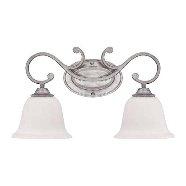 Millennium Lighting 2-Light Rubbed Silver Vanity Light with Etched White Glass