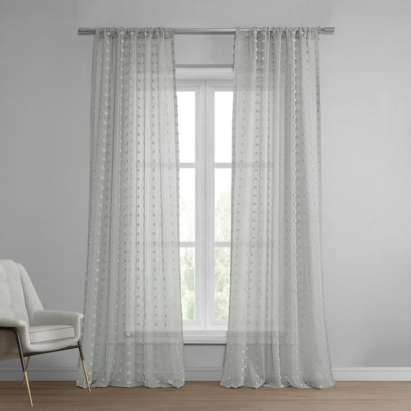 Exclusive Fabrics & Furnishings Strasbourg Dot Grey Geometric Rod Pocket Sheer Curtain - 50 in. W x 120 in. L (1 Panel)