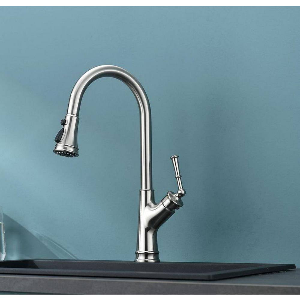 Satico Single-Handle High Arc Pull Out Sprayer Kitchen Faucet in ...