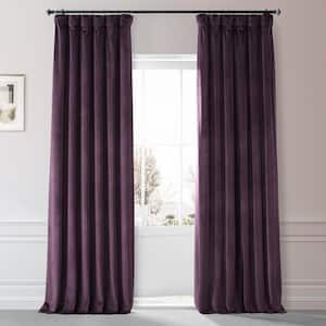 Signature Plum Blossom Red Plush Velvet Hotel Blackout Rod Pocket Curtain - 50 in. W x 108 in. L (1 Panel)