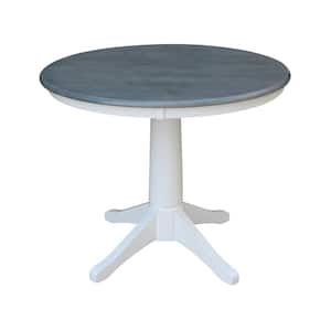 36 in. Round Top Heather Gray and White Solid Wood Dining Table
