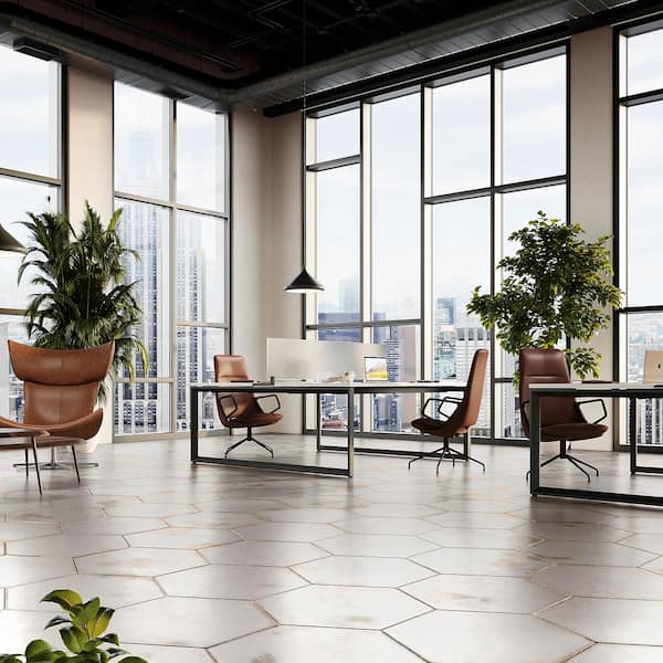 Angela Harris Fuller White 20.47 in. x 23.62 in. Matte Porcelain Floor and Wall Tile (10.11 sq. ft./Case)