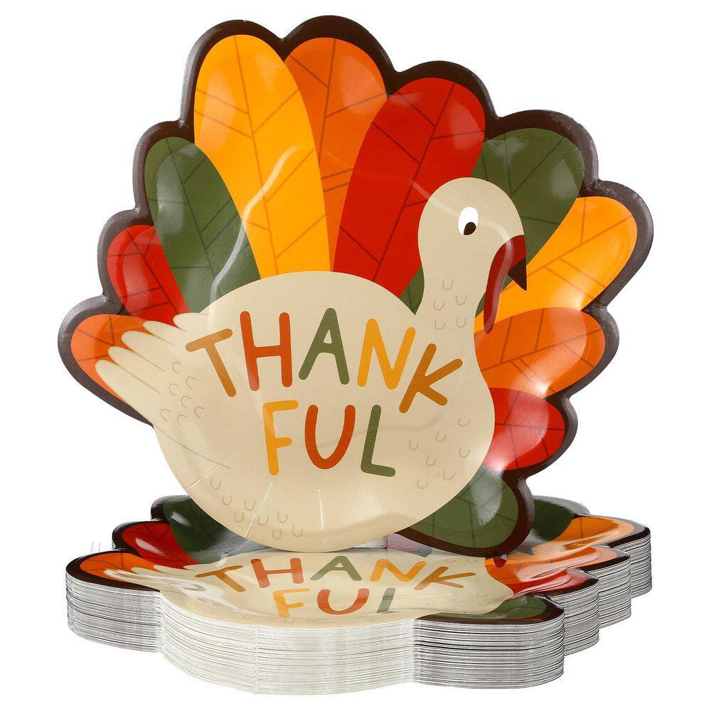 Multi-Colored Platters 50-Pack 9 in. Thanksgiving Turkey Paper Plates Disposable Dinner Dessert Holiday Party Supplies price history on PriceWatchPro