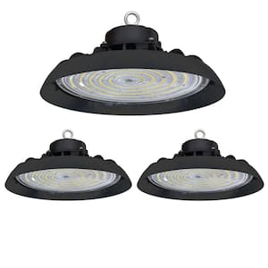 11 in. 450-Watt Equivalent Integrated Black LED UFO High Bay Light 5000K (3-Pack)