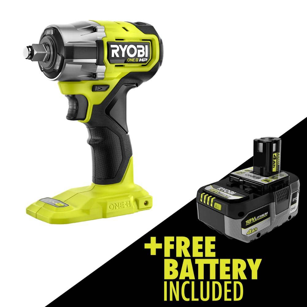 ONE+ HP 18V Brushless Cordless Compact 1/2 in 4 Mode Impact Wrench with 4.0 Ah HIGH PERFORMANCE Battery -  RYOBI, PSBIW25PBP004