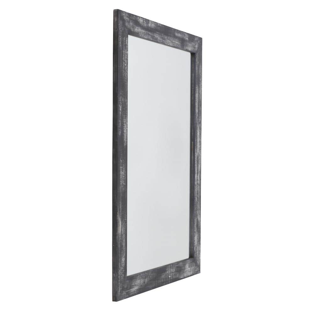 Nutmeg Gray Rustic Solid Wood Rectangular Wall Mirror 40" x 30"