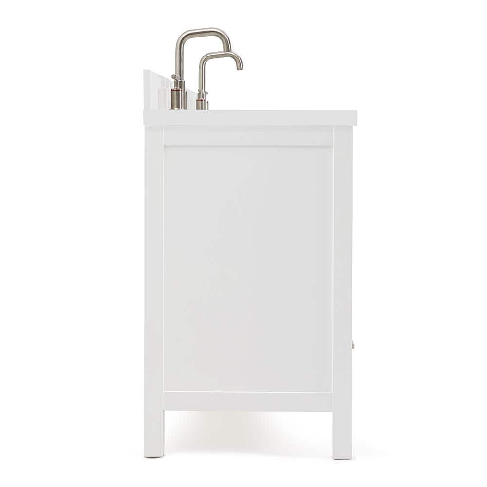 Cambridge 73" White Double Sink Vanity with Quartz Top