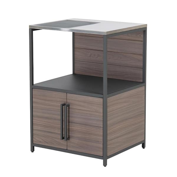 Sunjoy 25 in. W x 21 in. D x 36.02 in. H Modular Kitchen Island Counter with Stainless-Steel Countertop and Cabinet