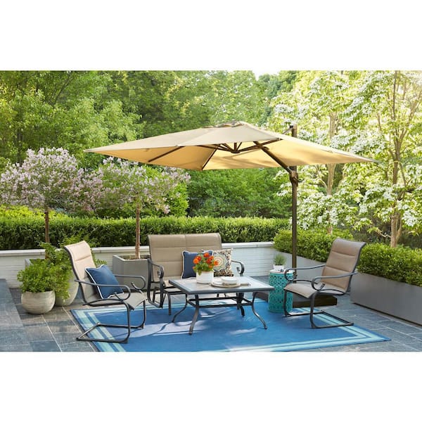 hampton bay crestridge steel padded sling outdoor patio glider