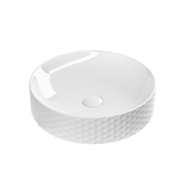 WS Bath Collections Fly 3044 Glossy White Ceramic Round Vessel Sink