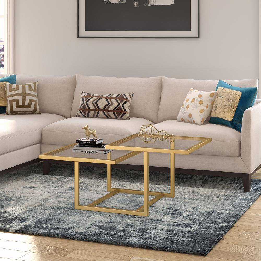 Amalie Brass and Glass Two-Tier Coffee Table