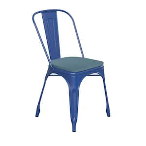 Blue Metal Outdoor Dining Chair in Blue