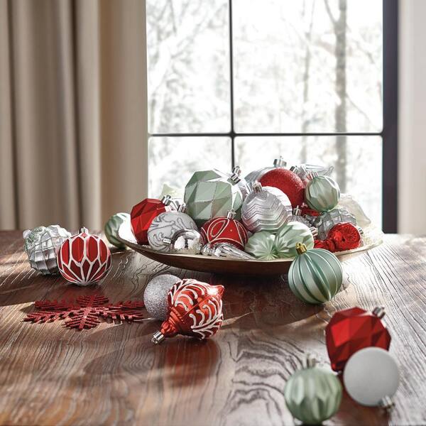Home Accents Holiday - 80 mm Red Christmas Ornament Assortment (75-Pack)