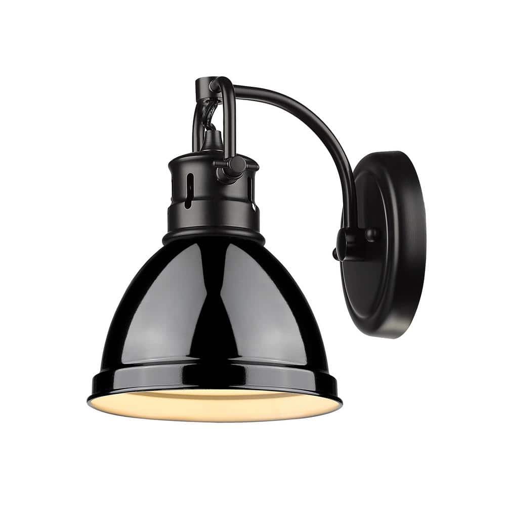 Duncan 7" Transitional 1-Light Wall Sconce in Matte Black and Bronze