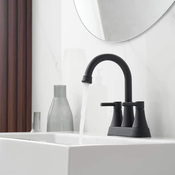 4 in. Centerset 2-Handle High-Arc Bathroom Faucet in Matte Black