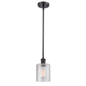 Cobbleskill 1 Light Oil Rubbed Bronze Drum Pendant Light with Clear Glass Shade
