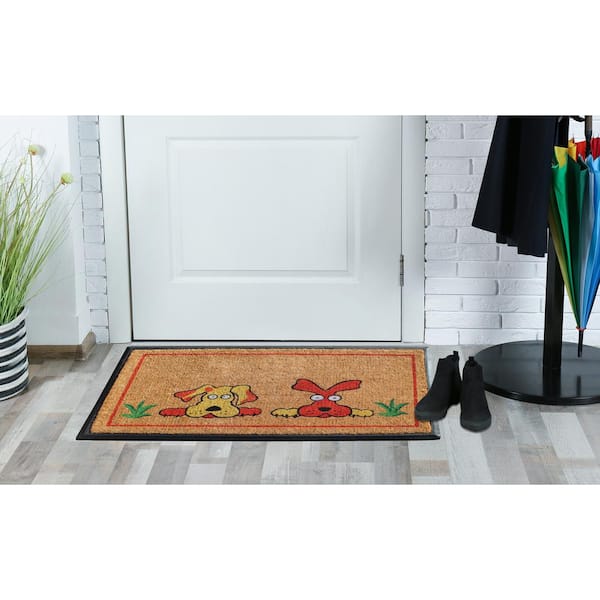 A1HC Natural Coir Monogrammed Entrance Door Mats, Durable Large Outdoor Rug,  Non-Slip, Flock Doormat, Thin-Profile Heavy Duty Door Mat, Indoor Outdoor  Front Door, High Traffic Areas, 18 X 30 