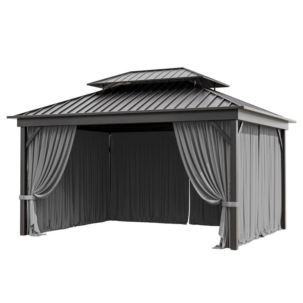 10 ft. x 13 ft. Universal Outdoor Privacy Curtains, Gazebo Replacement with Zipper Grey (4-Side Curtain Only) price history on PriceWatchPro