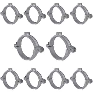 1 in. Hinged Split Ring Pipe Hanger, Galvanized Iron Clamp with 3/8 in. Rod Fitting, for Suspending Tubing (10-Pack)