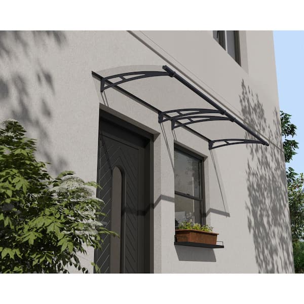 Aquila 3 ft. x 10 ft. Gray/Clear Door and Window Fixed Awning