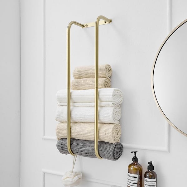 Single Stainless Steel Wall Mounted Towel Rack in Brushed Gold