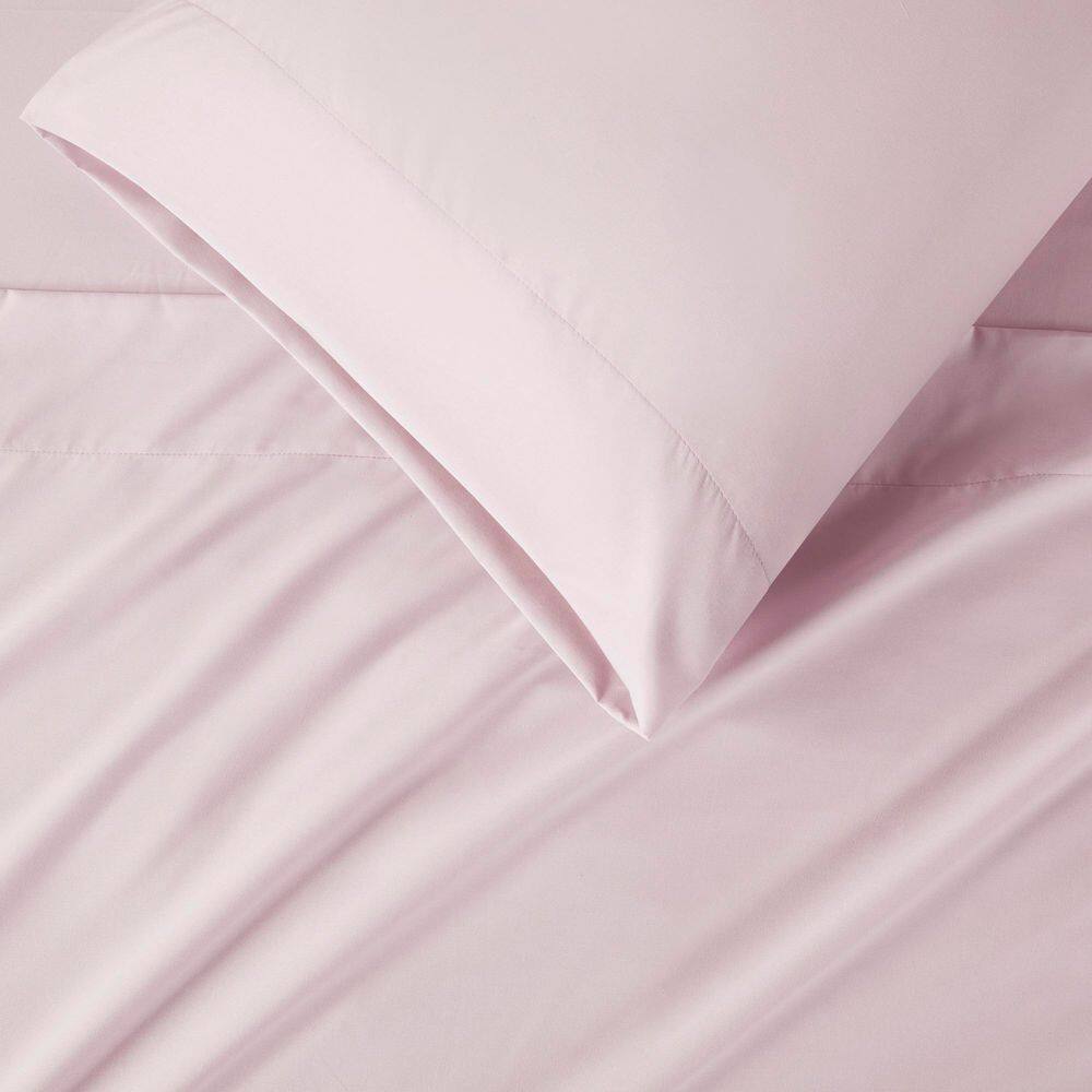 Blush Twin Solid Microfiber Sheet Set with Pillowcase