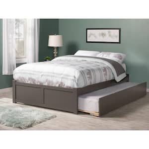 Concord Gray Solid Wood Frame King Platform Bed with Twin XL Trundle and Footboard