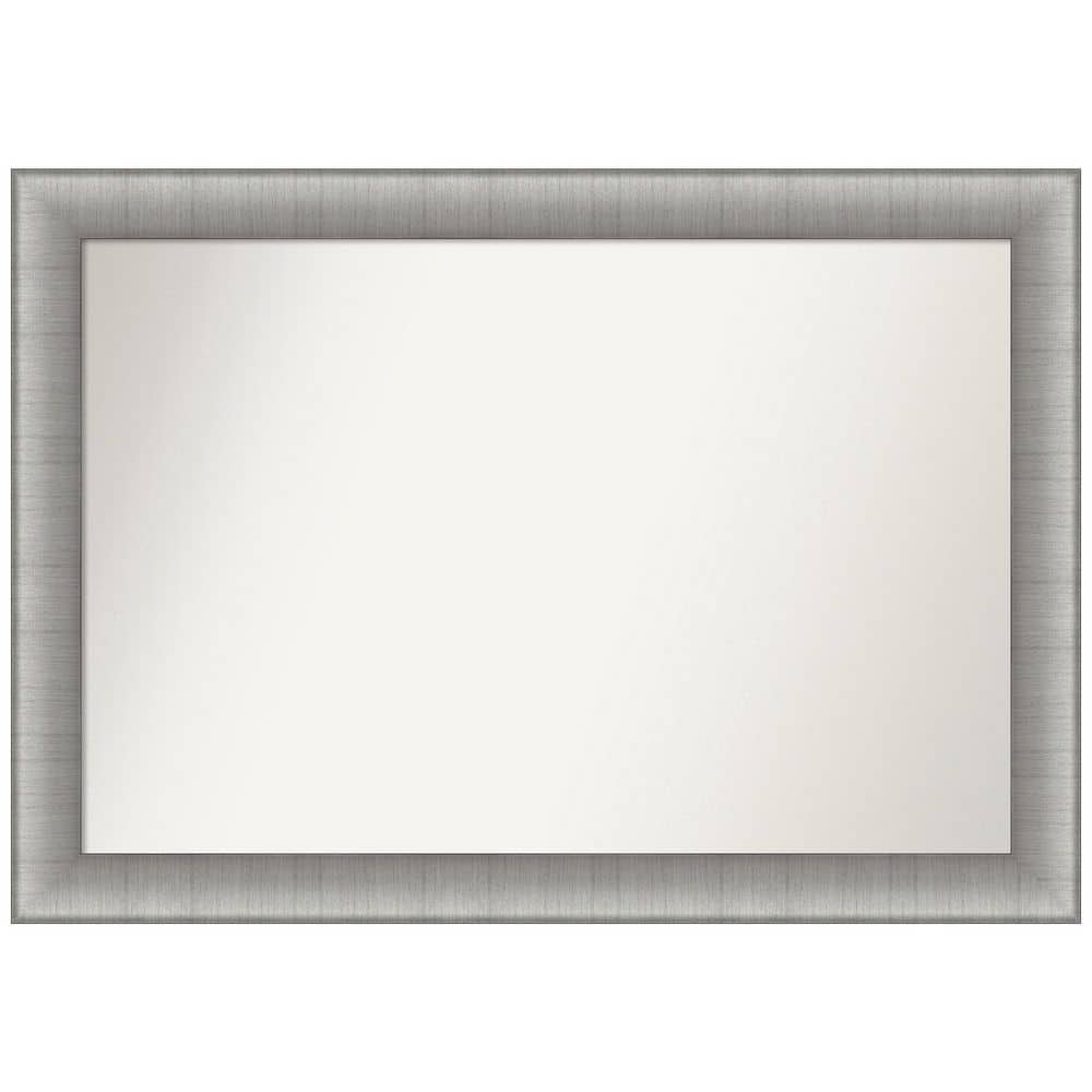 Elegant Brushed Pewter 41" x 29" Non-Beveled Wall Mirror