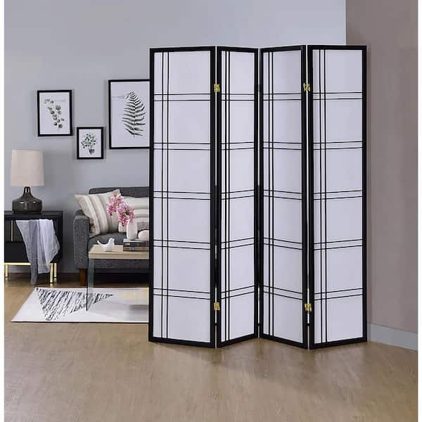 Venetian Worldwide 68 in. Wide Black 4-Panel Square Panel Room Divider