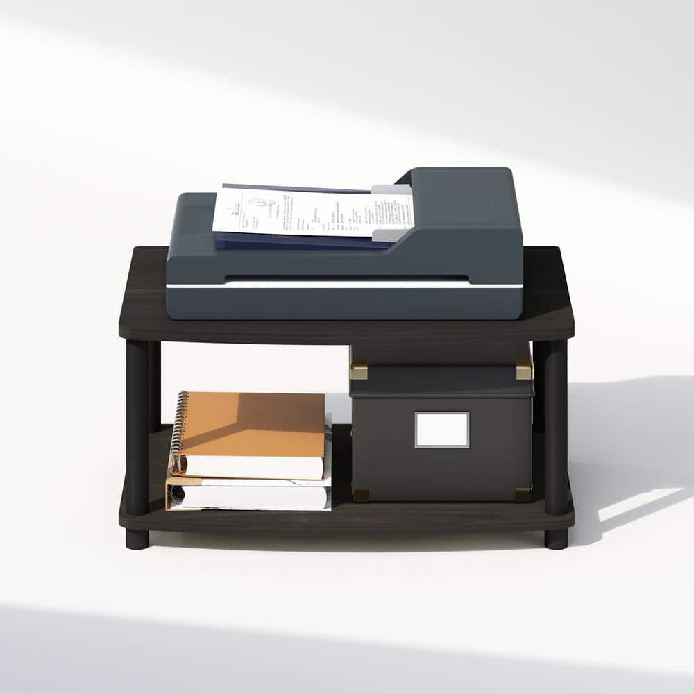 Espresso and Black Composite Wood 24'' Freestanding Printer Stand