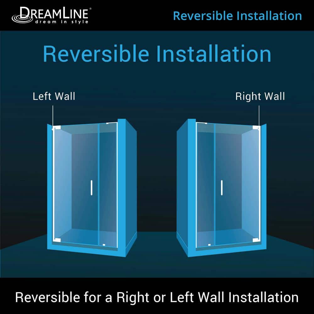 Elegance-LS Frameless Pivot Shower Door with Clear Glass and Black Hardware