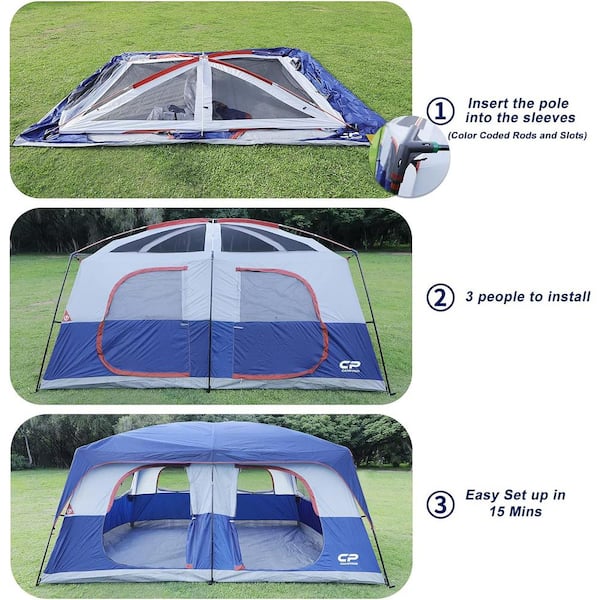 Cesicia Outdoor Double Layer 14 ft. x 9 ft. x 82 in. 9-Person Blue 