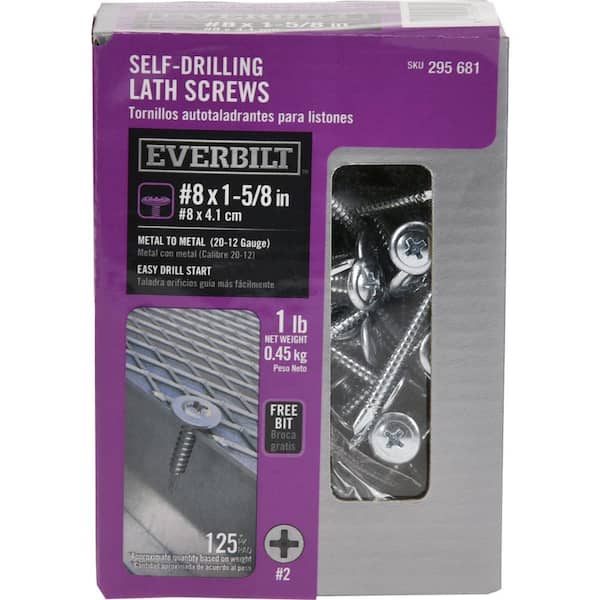 Everbilt #8 x 1-5/8 in. Truss Head Phillips Drive Lath Self-Drilling Screw 1 lb. Box (125-Pack)