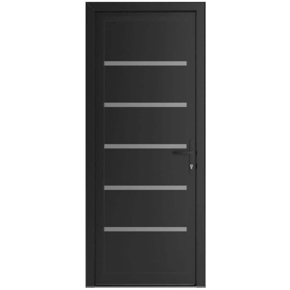 30 in. x 80 in. Left-hand/Inswing  Matte Black Steel Prehung Front Door with Hardware price history on PriceWatchPro