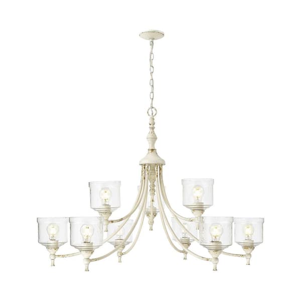 Keating 9 Light Antique Ivory Chandelier for Dining, Foyer, Hall, Kitchen, Living with No Bulbs Included