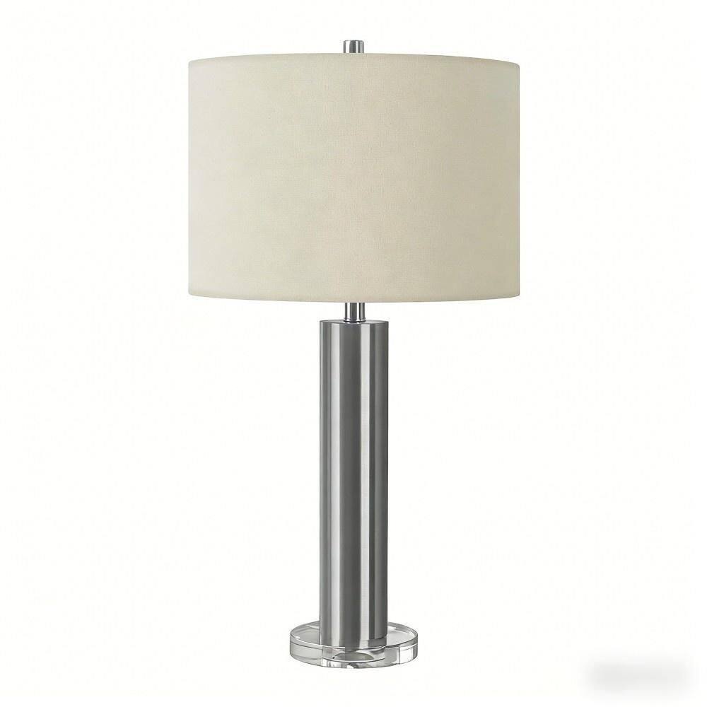 27 in. Silver Nickel Metal Table Lamp with Acrylic Base and Ivory Linen Drum Shade for Living Room, Bedroom and Office price history on PriceWatchPro