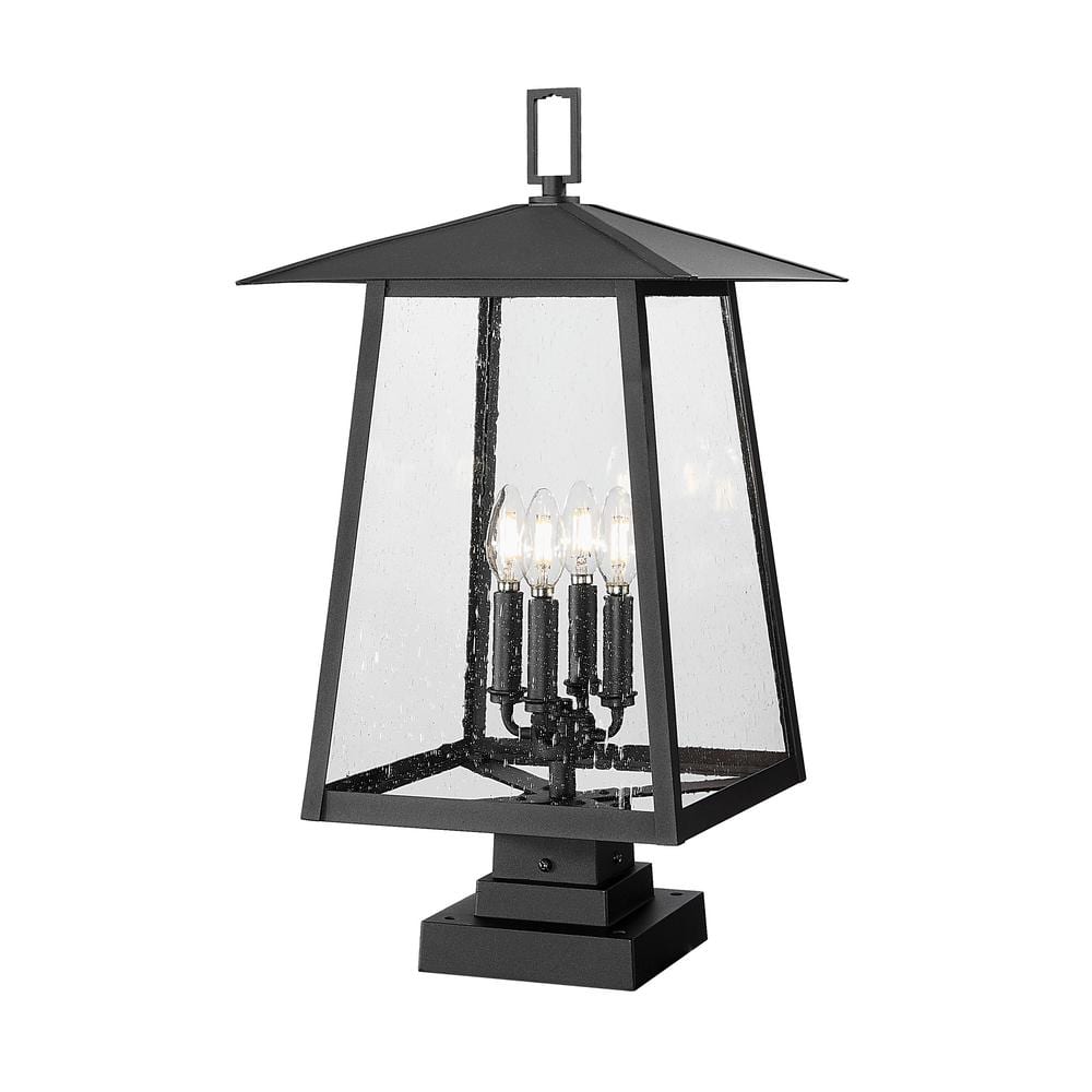 Rainer 25.25 in. 4-Light Black Aluminum Hardwired Outdoor Marine Grade Pier