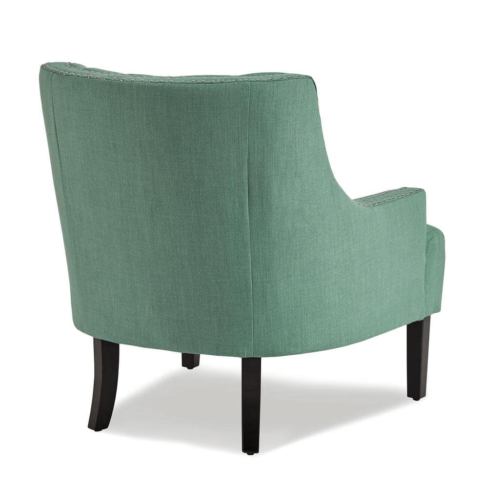 Teal Transitional Diamond Tufted Accent Chair with Nailhead Trim