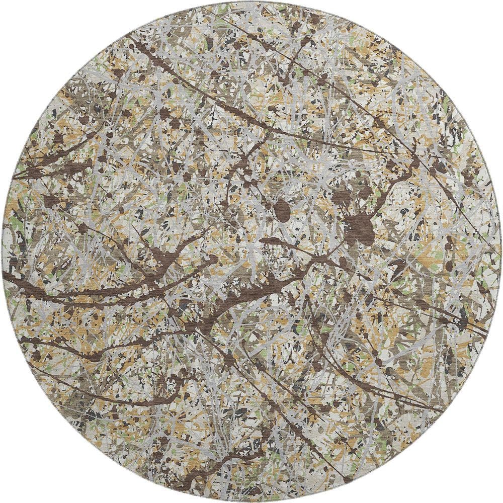 Mayfield Premium Machine Washable Abstract AMF2389 Taupe 8 ft. x 8 ft. Round Rug price history on PriceWatchPro