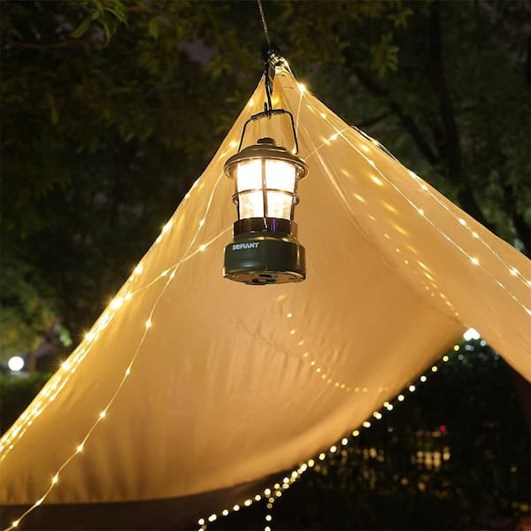Defiant 300 Lumens Rechargeable Dimmable Lantern with String Light
