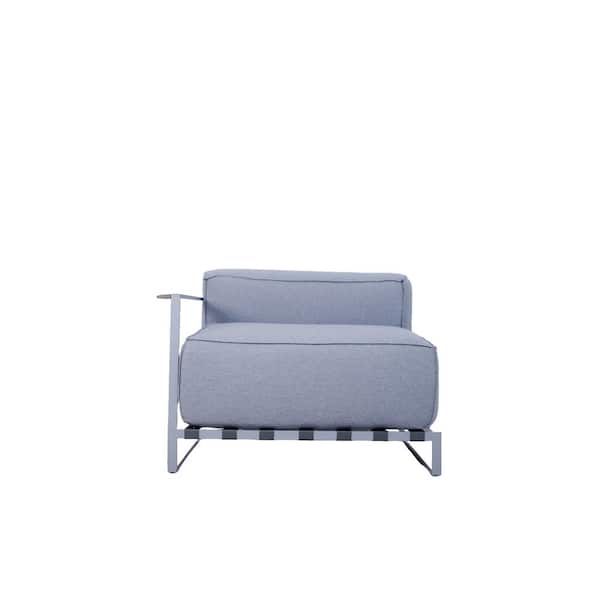 Outsy Sunrise Collection Extra Deep Seating Metal Right Arm Outdoor Sectional Chair with Grey Cushions