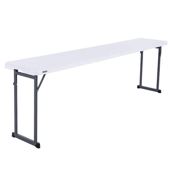 96 in. L White Granite Resin Top Folding Seminar Table