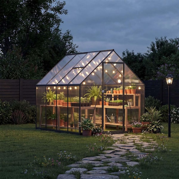 Sizzim 6 ft. W x 8 ft. D x 7 ft. H Outdoor Greenhouse