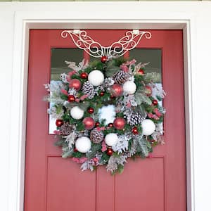 30 in. Artificial Pre-Lit LED Frosted Wonderland Wreath