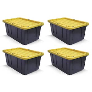 Tough Box 17 Gal. Storage Bin with Snap Fit Lid in Black and Yellow (4-Pack)